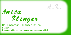 anita klinger business card